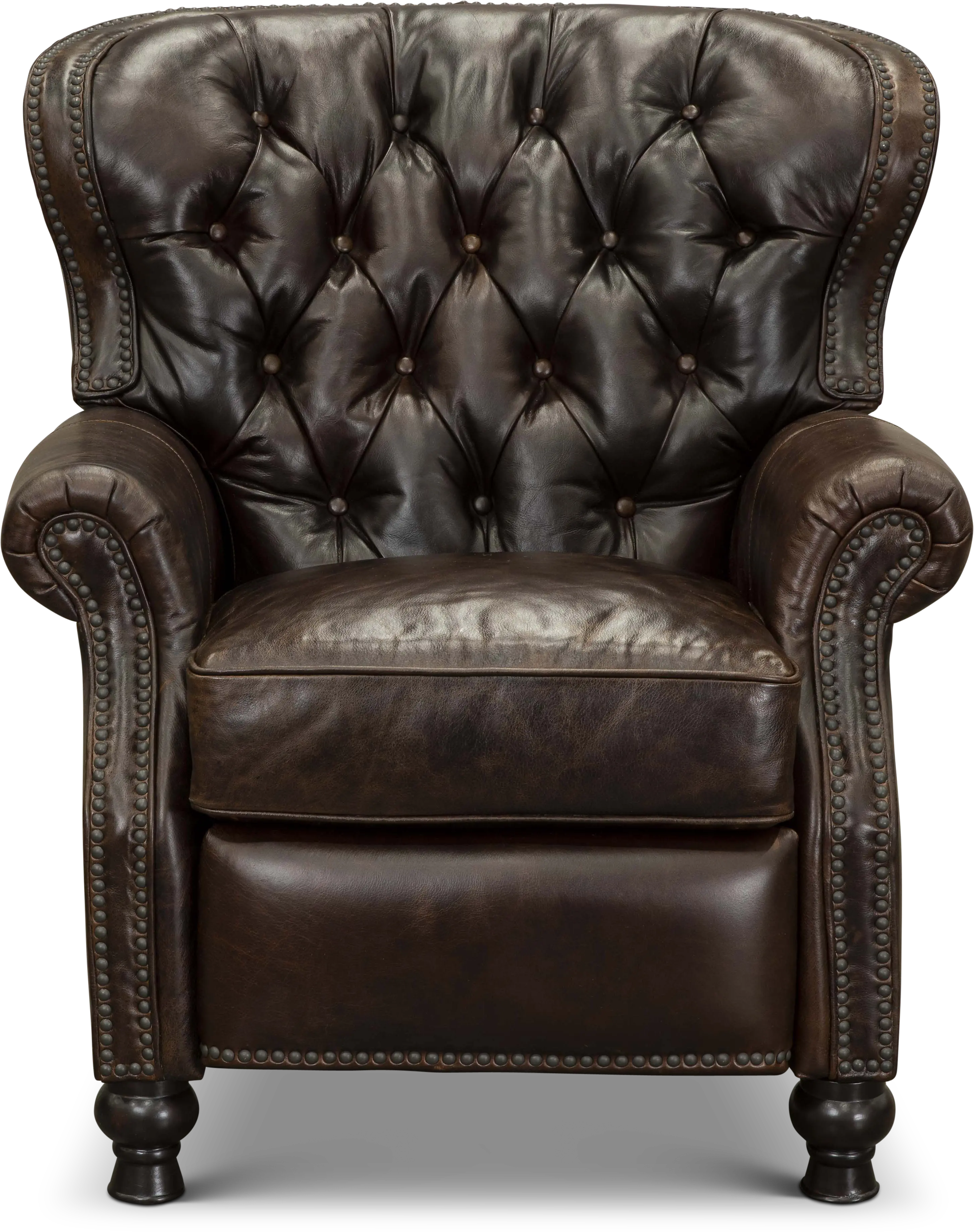 Cambridge Cocoa Brown Leather Wingback Push Back Recliner-1