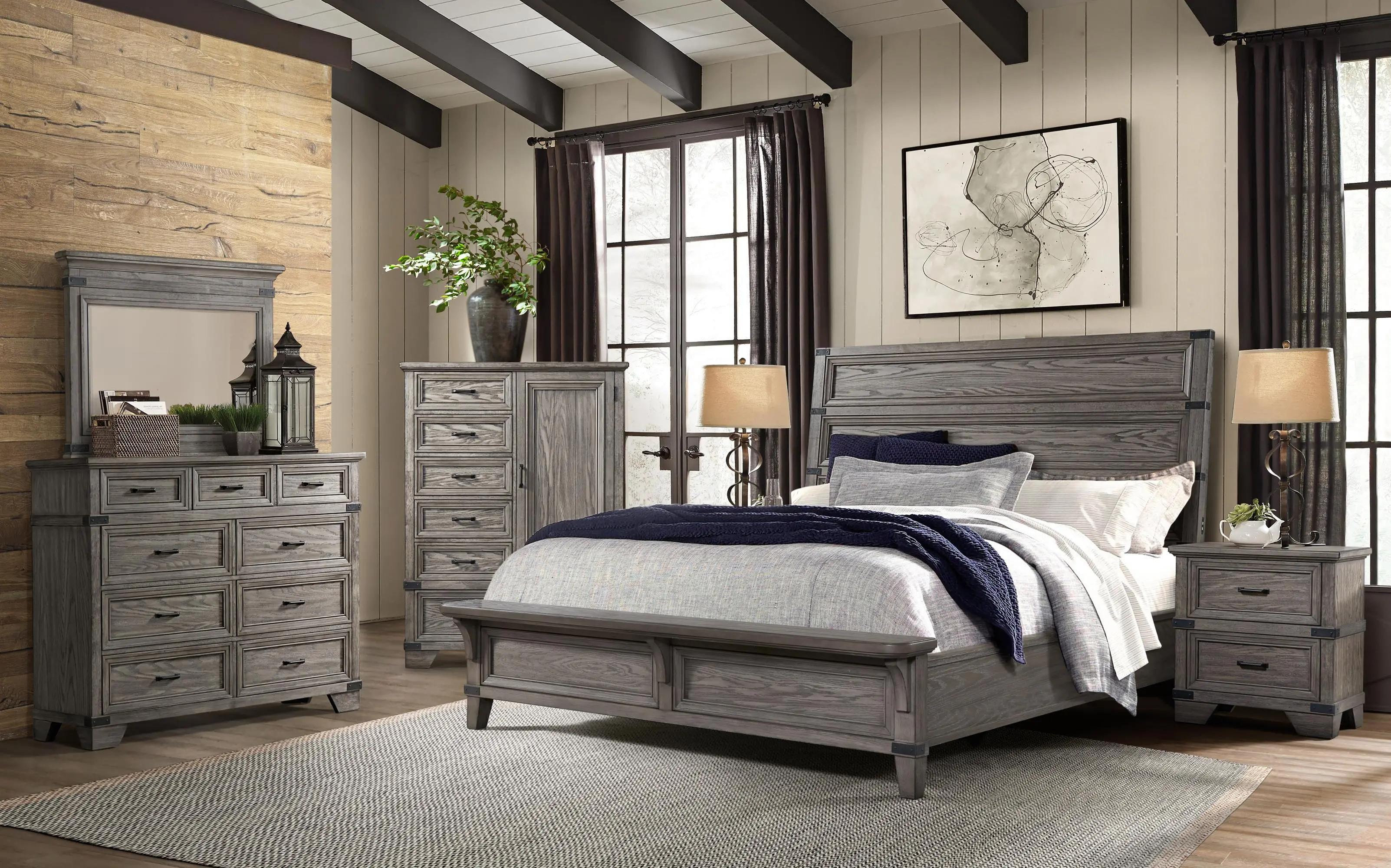 Forge Pewter Gray 4 Piece Queen Bedroom Set-1