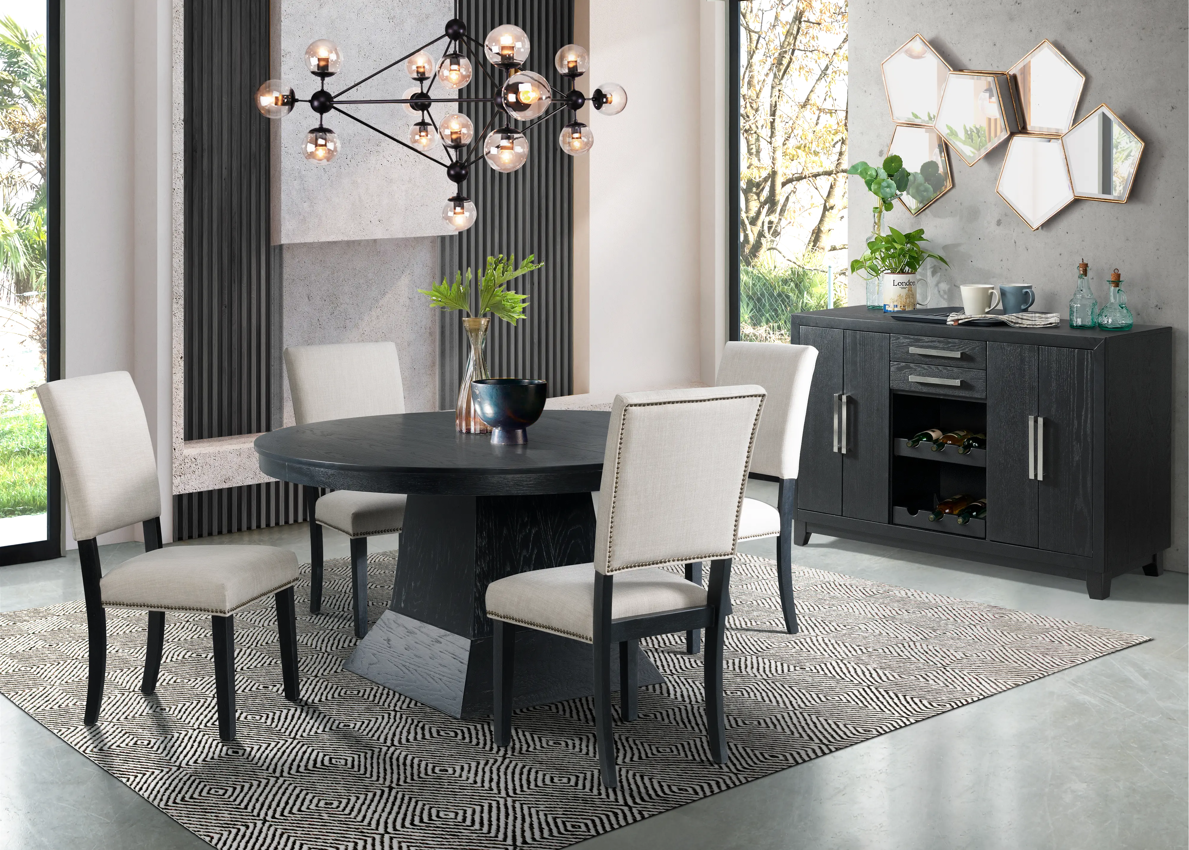 Maddox Contemporary Beige and Dark Gray 5 Piece Dining Set-1