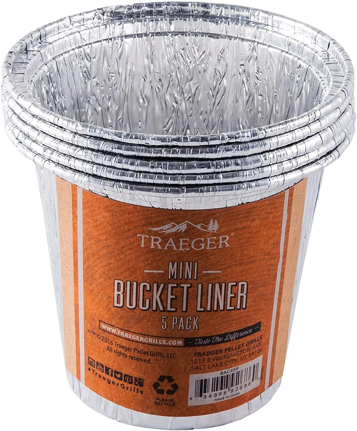 BAC459,BUCKTLN-RANGR Traeger BAC459 Mini Grease Bucket Liner-5 Pack-1