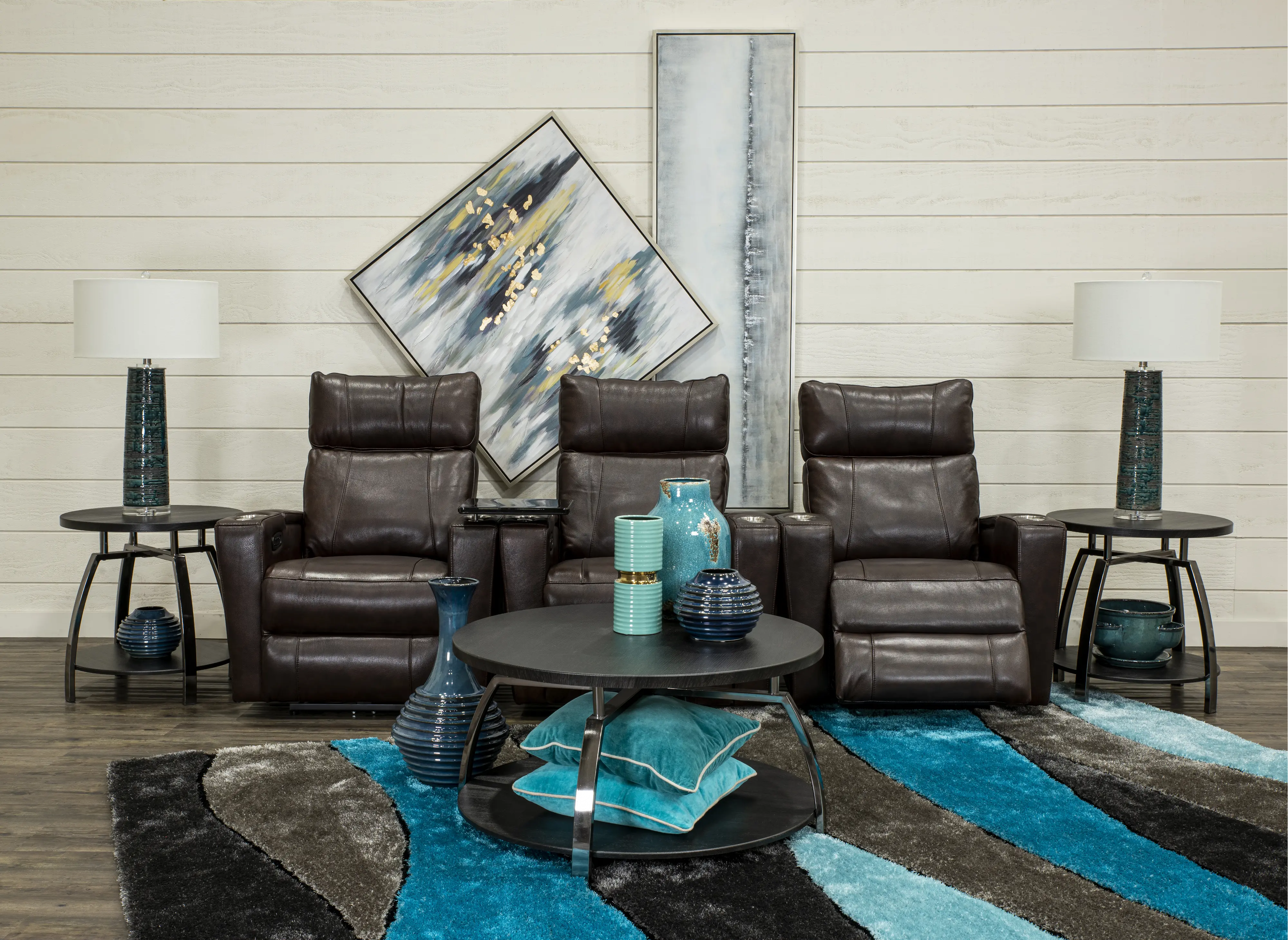 Carter Brown Leather-Match 3 Piece Power Home Theater Seating-2