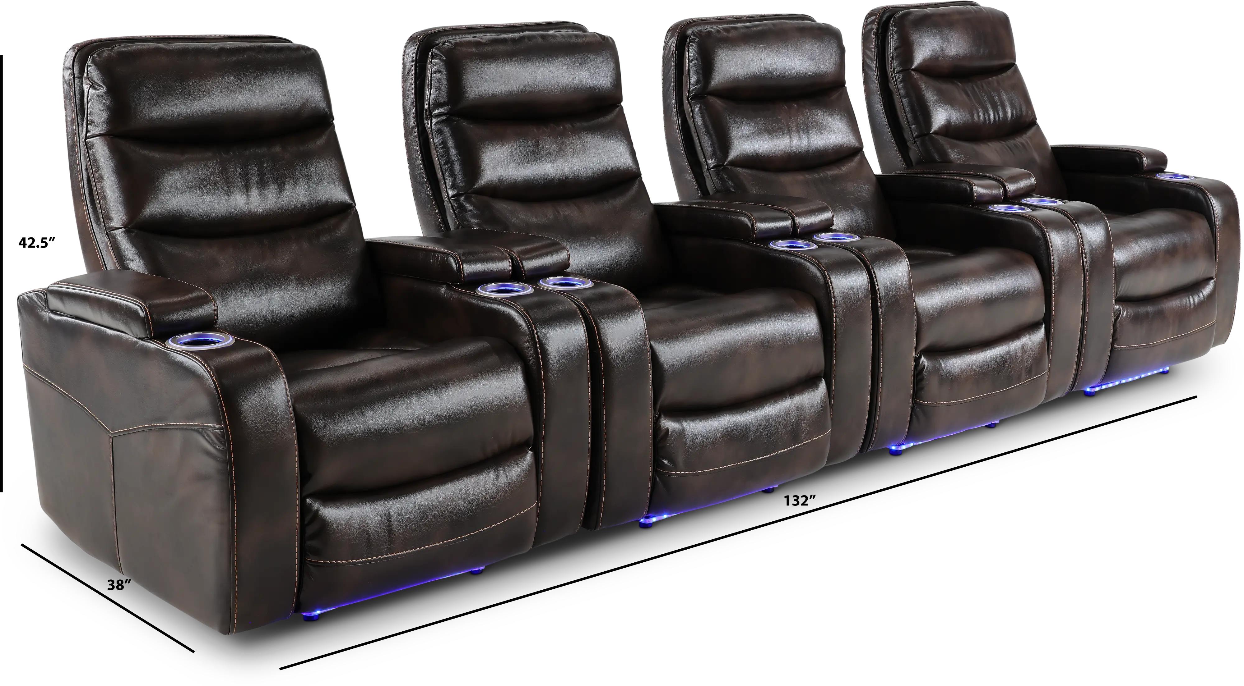 Cinema Coffee Brown Power Home Theater Recliner-3
