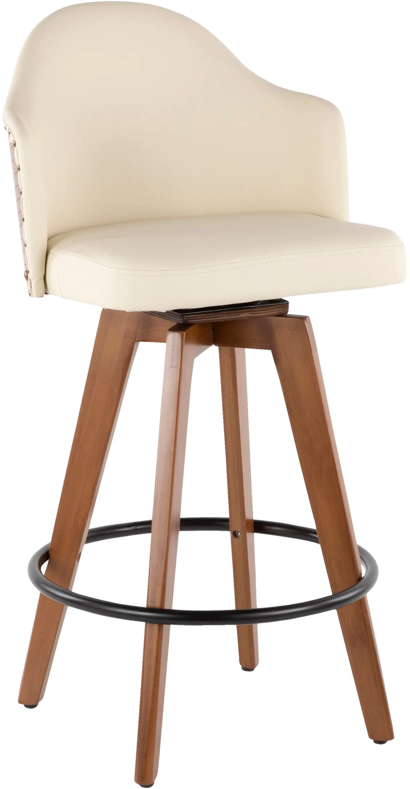 B26-AHOY WL+CR Ahoy Walnut and White 26 Inch Swivel Counter Height Stool-1