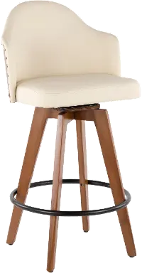 B26-AHOY WL+CR Ahoy Walnut and White 26 Inch Swivel Counter Height Stool