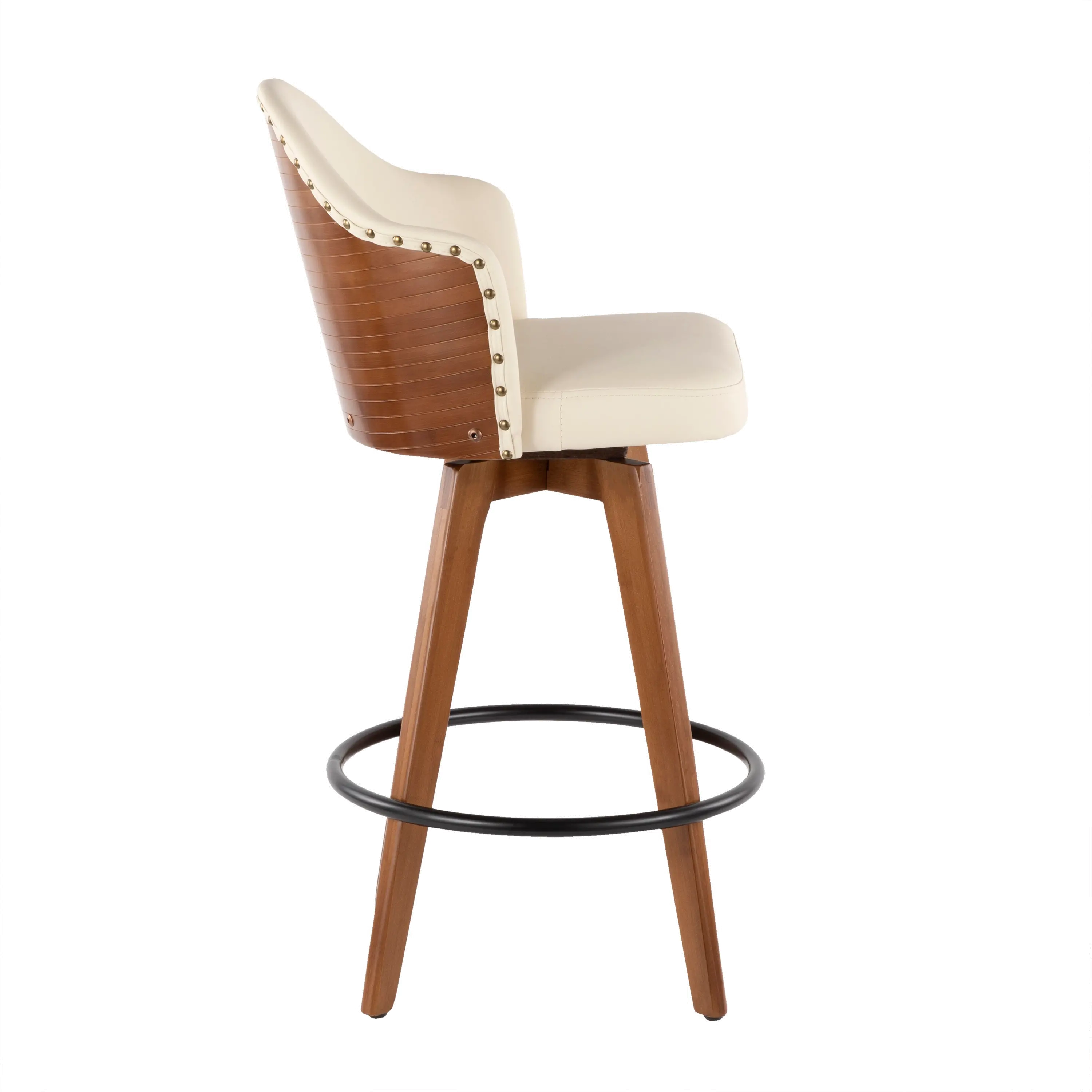 B26-AHOY WL+CR Ahoy Walnut and White 26 Inch Swivel Counter Height Stool-2