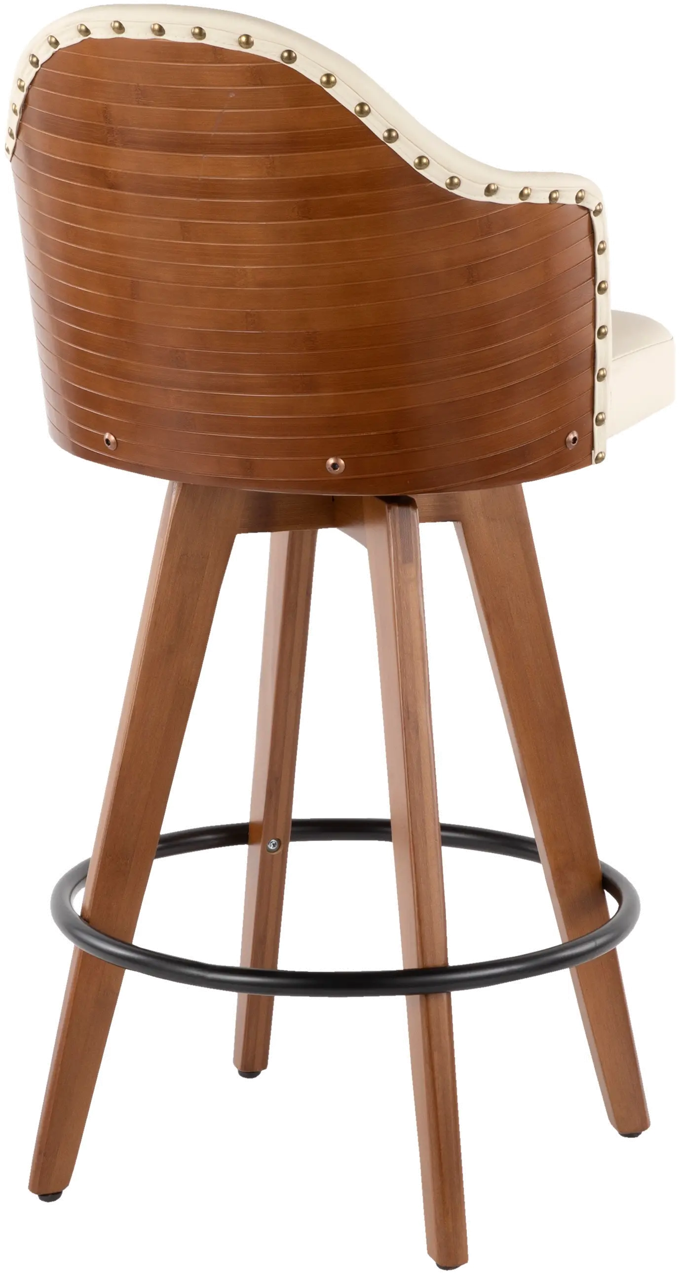B26-AHOY WL+CR Ahoy Walnut and White 26 Inch Swivel Counter Height Stool-3