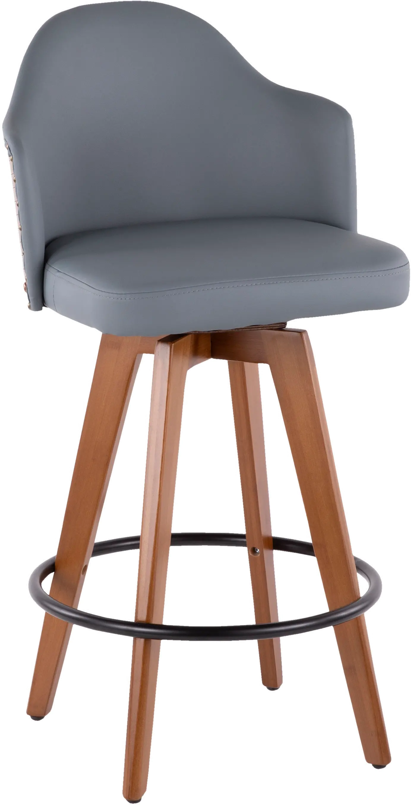 B26-AHOY WL+GY Ahoy Walnut and Gray 26 Inch Swivel Counter Height Stool-1