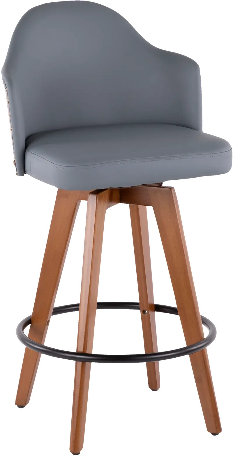 Ahoy Walnut and Gray 26 Inch Swivel Counter Height Stool