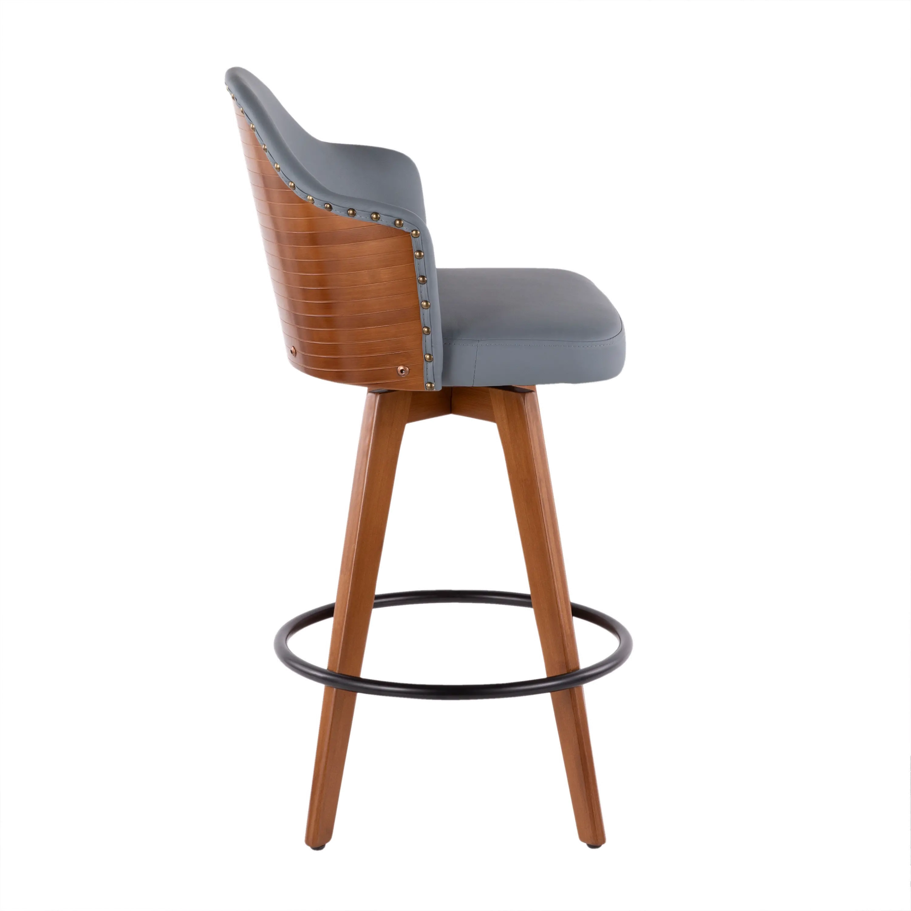 B26-AHOY WL+GY Ahoy Walnut and Gray 26 Inch Swivel Counter Height Stool-2