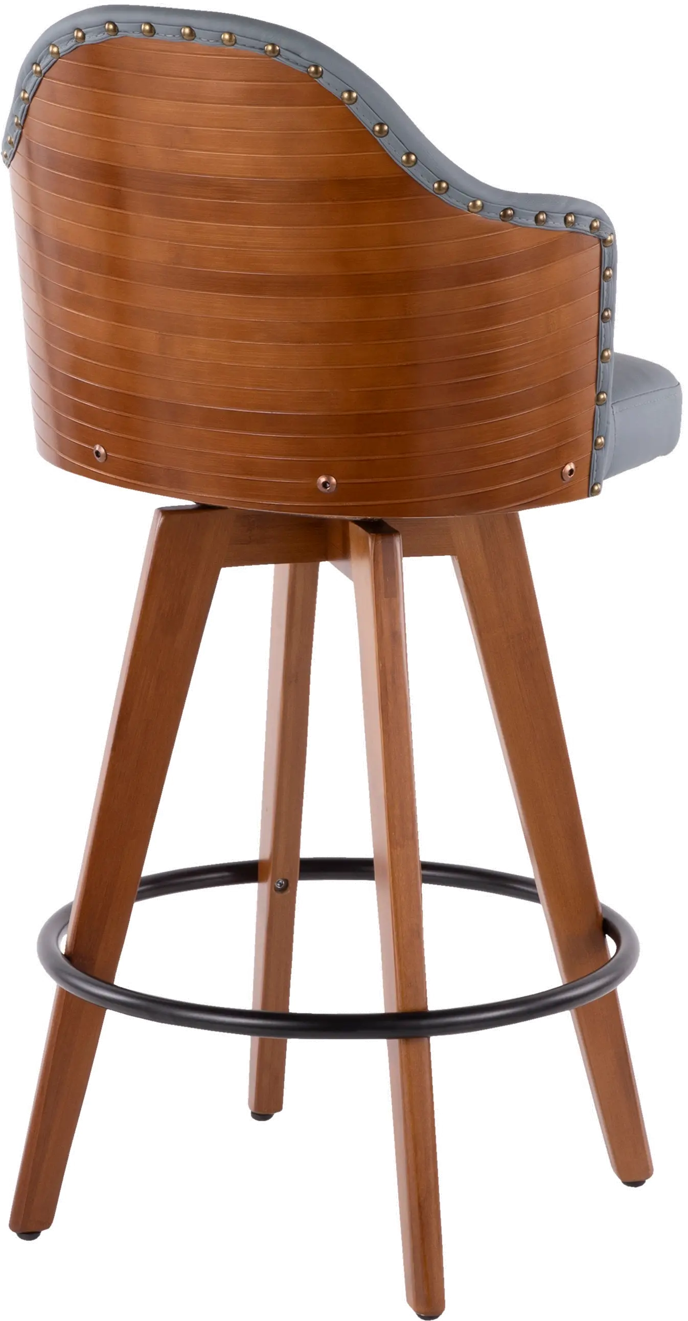 B26-AHOY WL+GY Ahoy Walnut and Gray 26 Inch Swivel Counter Height Stool-3