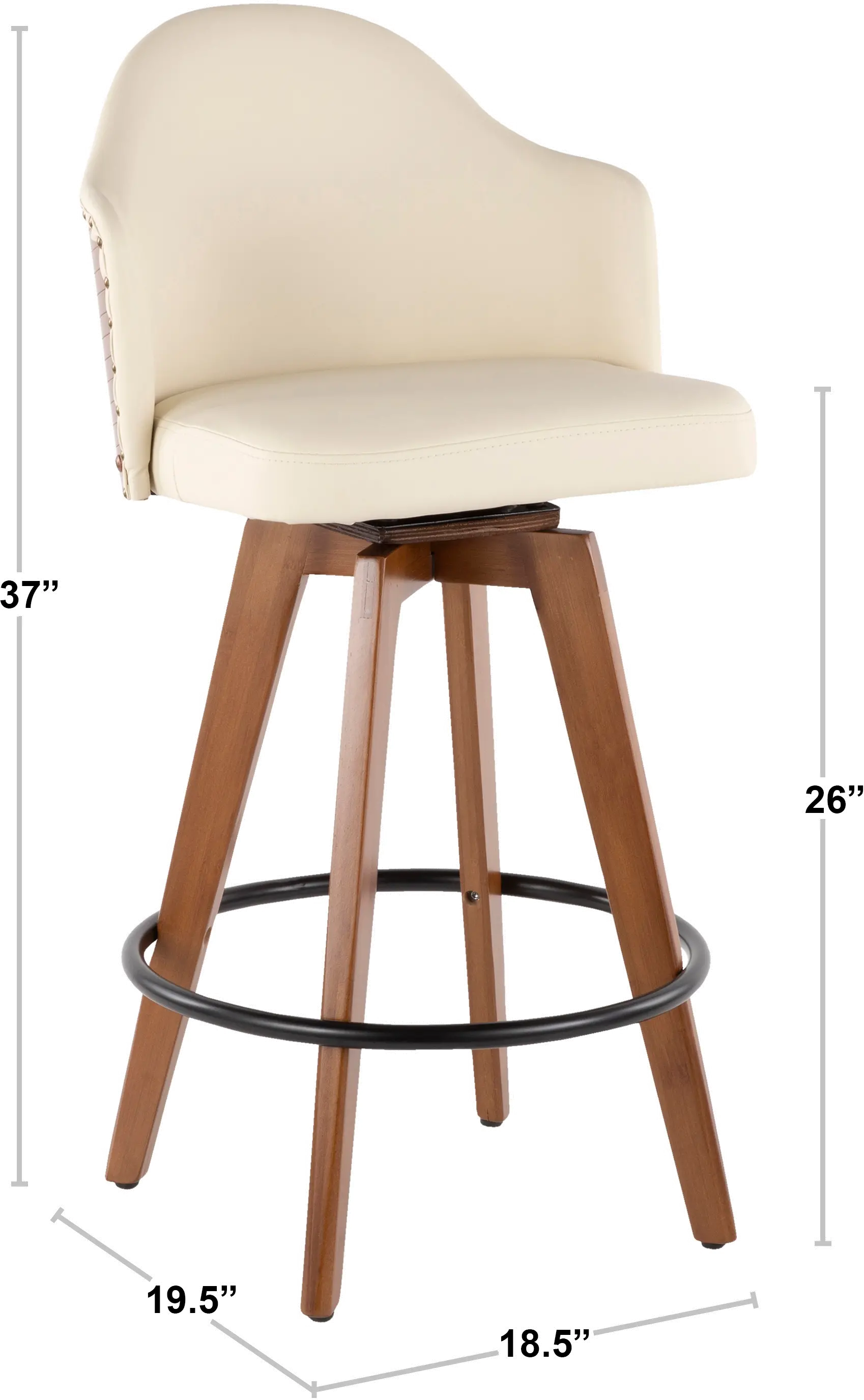 B26-AHOY WL+GY Ahoy Walnut and Gray 26 Inch Swivel Counter Height Stool-4