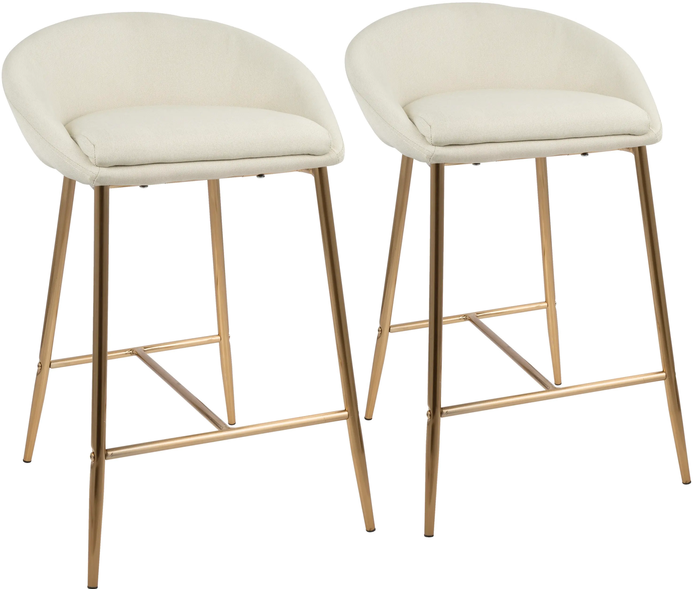 B26-MATSE AUCR2 Contemporary Glam Cream and Gold 26 Inch Counter Height Stool (Set of 2) - Matisse-1