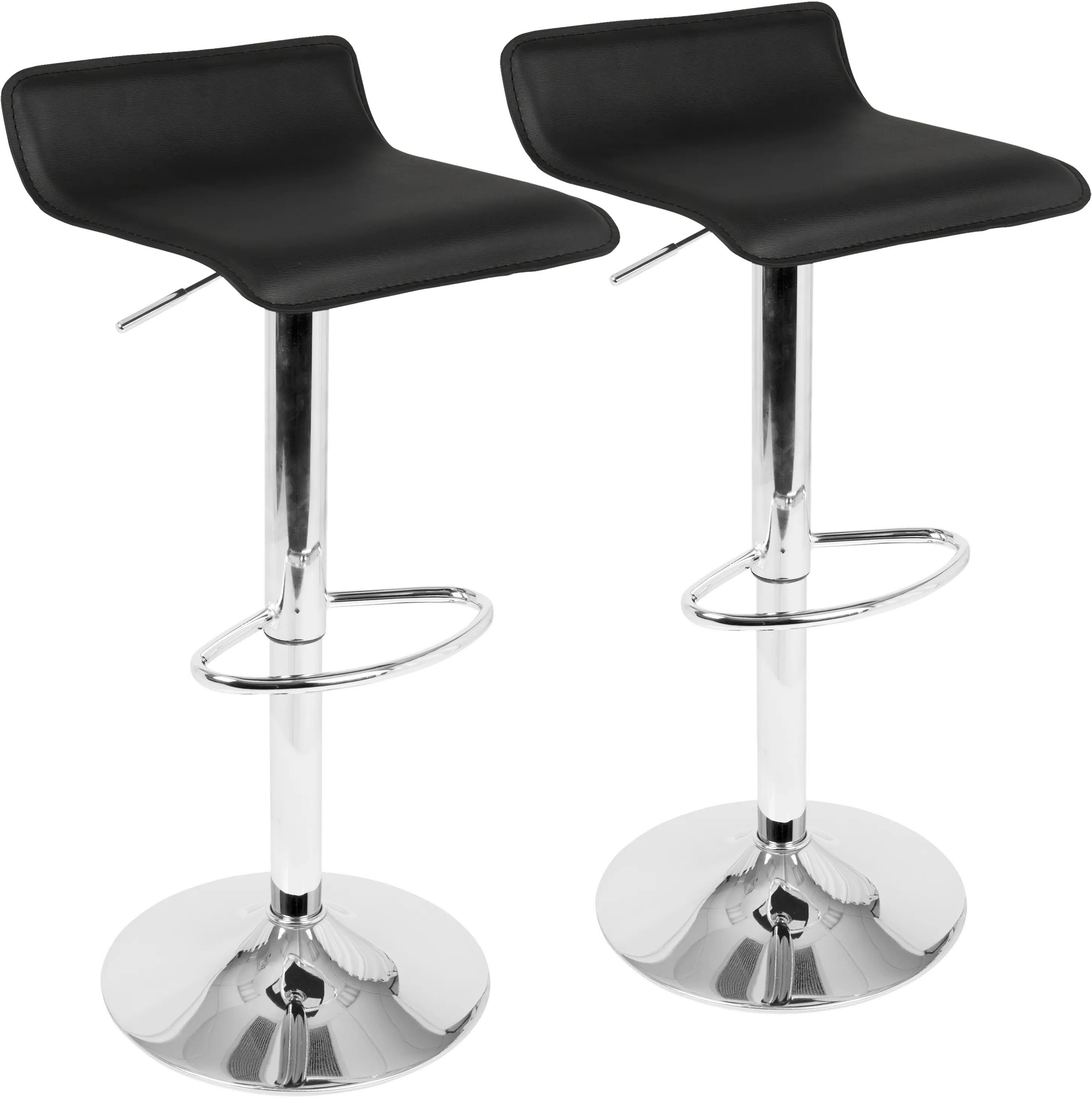 BS-ALE BK2 Contemporary Black and Chrome Adjustable Bar Stool (Set of 2) - Ale-1