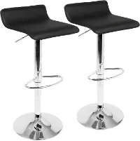 BS-ALE BK2 Contemporary Black and Chrome Adjustable Bar Stool (Set of 2) - Ale