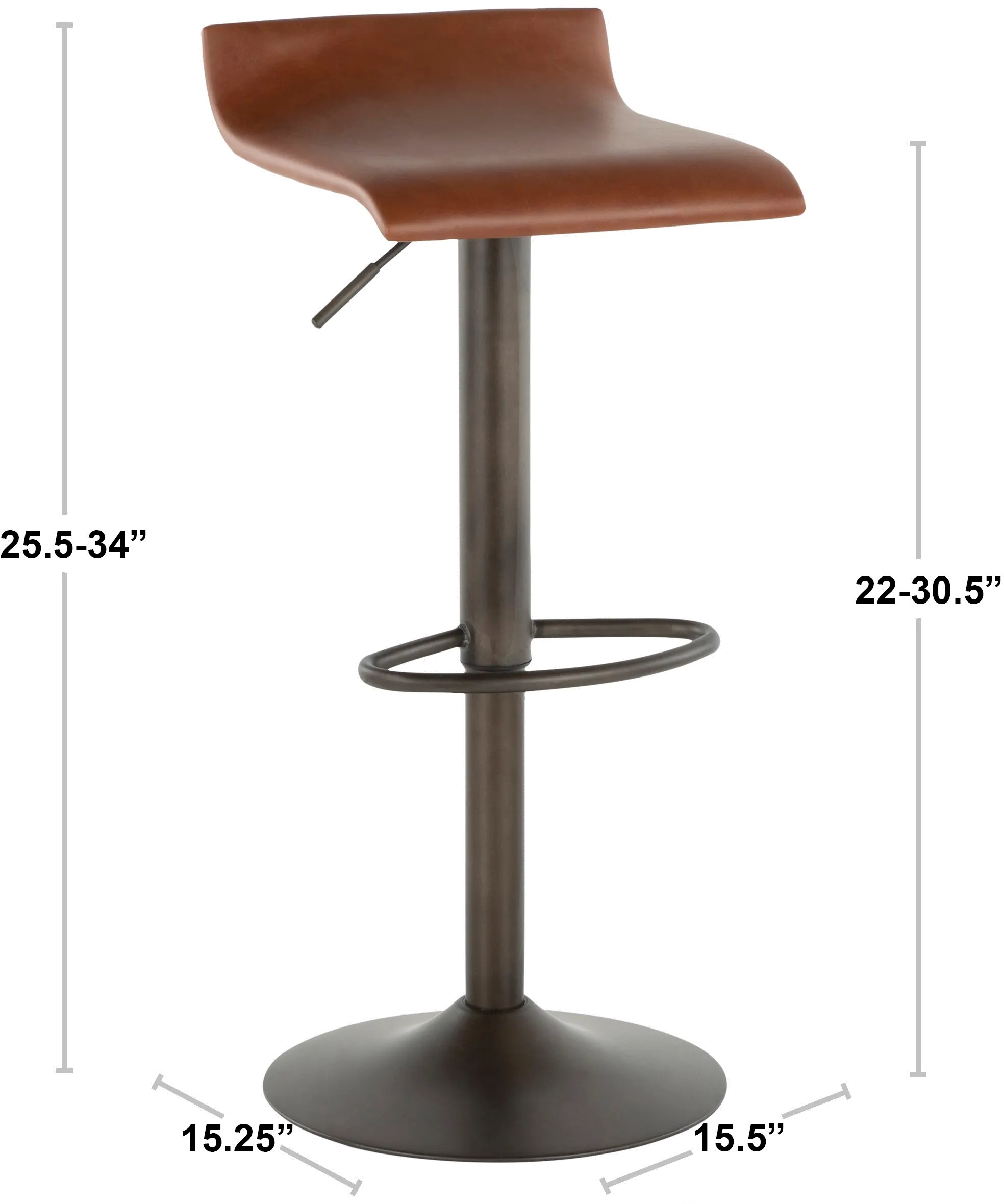 BS-ALE BK2 Contemporary Black and Chrome Adjustable Bar Stool (Set of 2) - Ale-4