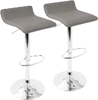 BS-ALE GY2 Contemporary Gray and Chrome Adjustable Bar Stool (Set of 2) - Ale