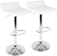 BS-ALE W2 Contemporary White and Chrome Adjustable Bar Stool (Set of 2) - Ale