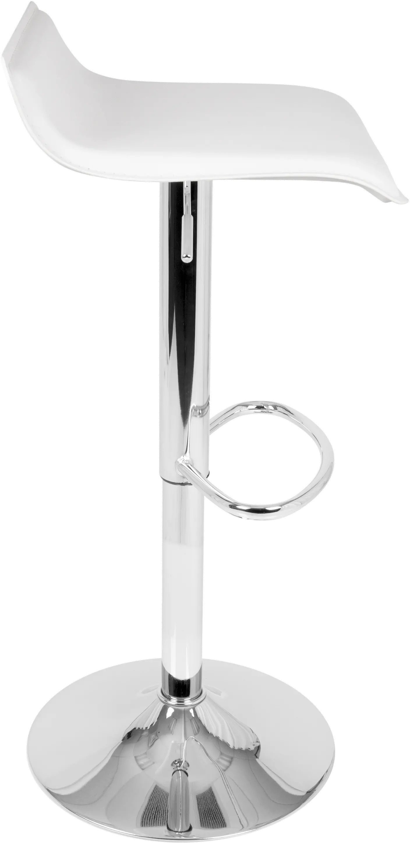 BS-ALE W2 Contemporary White and Chrome Adjustable Bar Stool (Set of 2) - Ale-2