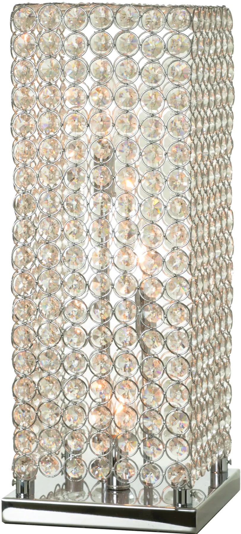 M1844/CRYSTALTBLLMP Metal-Chrome Table Lamp with Crystal Shade-1