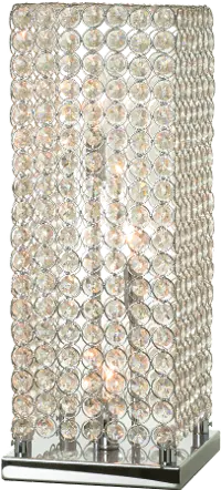 M1844/CRYSTALTBLLMP Metal-Chrome Table Lamp with Crystal Shade