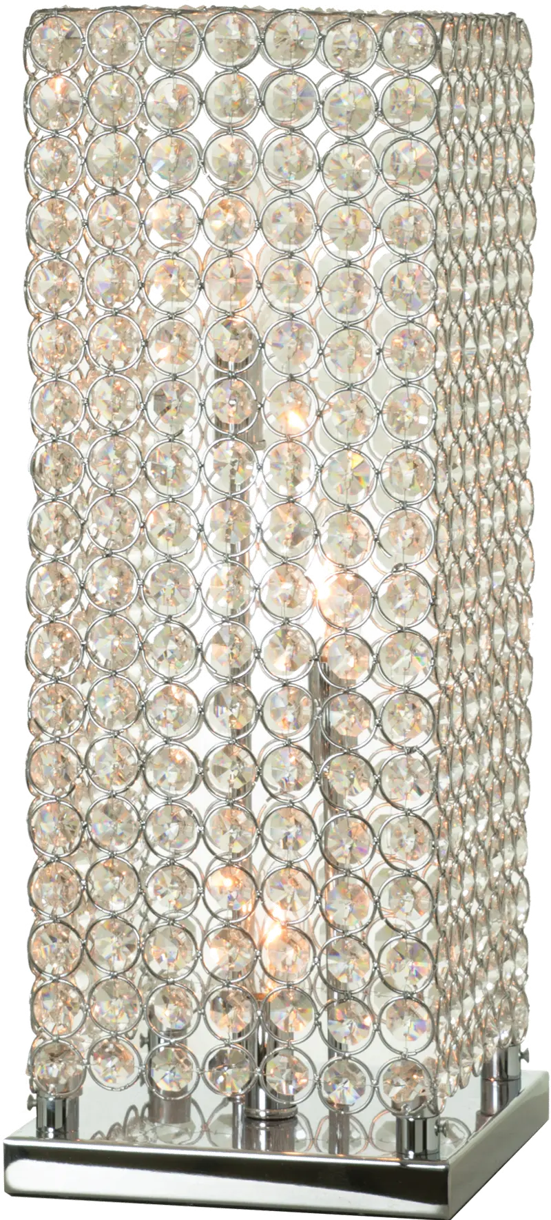 Metal-Chrome Table Lamp with Crystal Shade