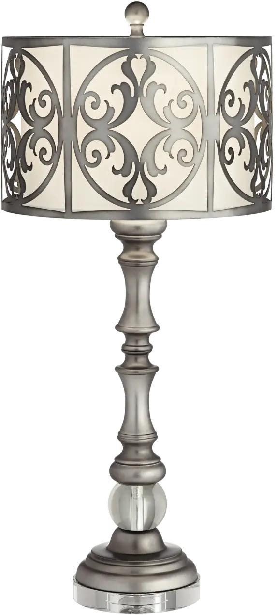 Traditional Gun Metal and Crystal Table Lamp - Vernon-1