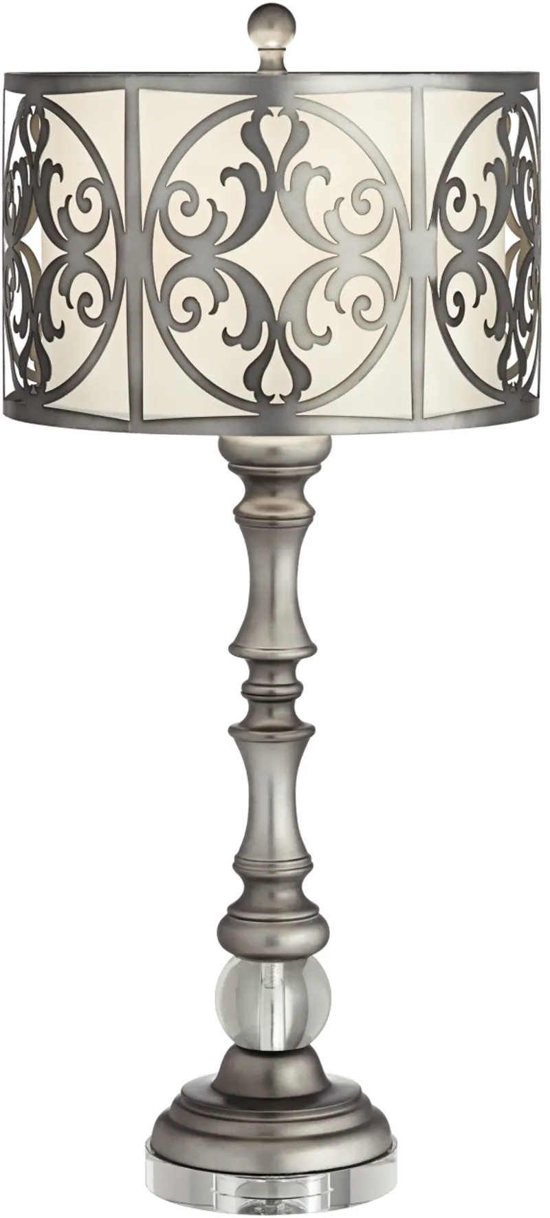 Traditional Gun Metal and Crystal Table Lamp - Vernon