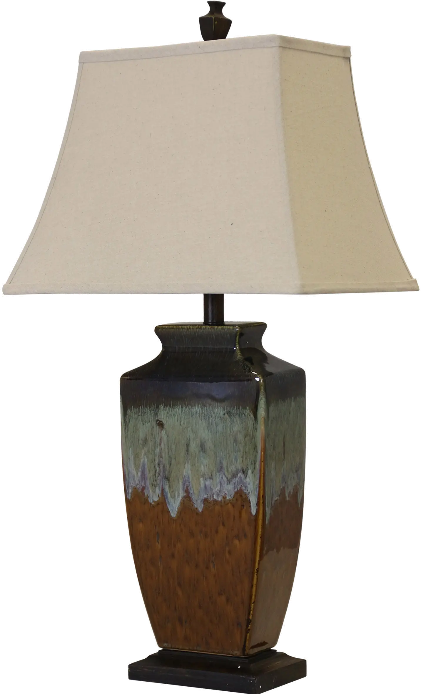 Brown, Navy, Green and Blue Reactive Glaze Ceramic Table Lamp-1