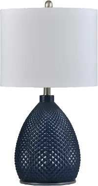 26 Inch Navy Blue Glass Table Lamp