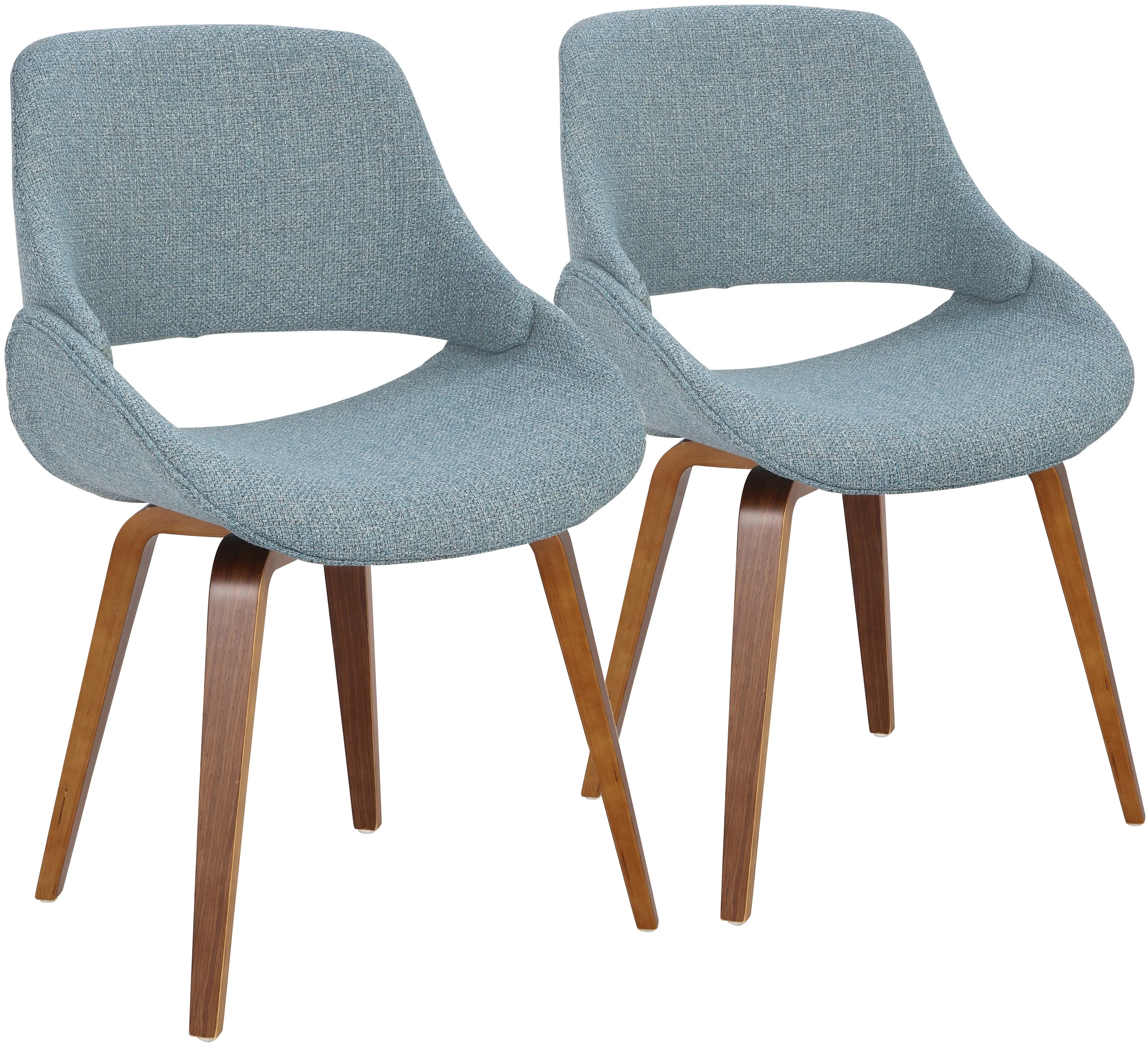 CH-FBCONL WLBU2 Fabrizzi Blue and Walnut Dining Room Chair (Set of 2)-1