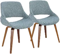 CH-FBCONL WLBU2 Fabrizzi Blue and Walnut Dining Room Chair (Set of 2)