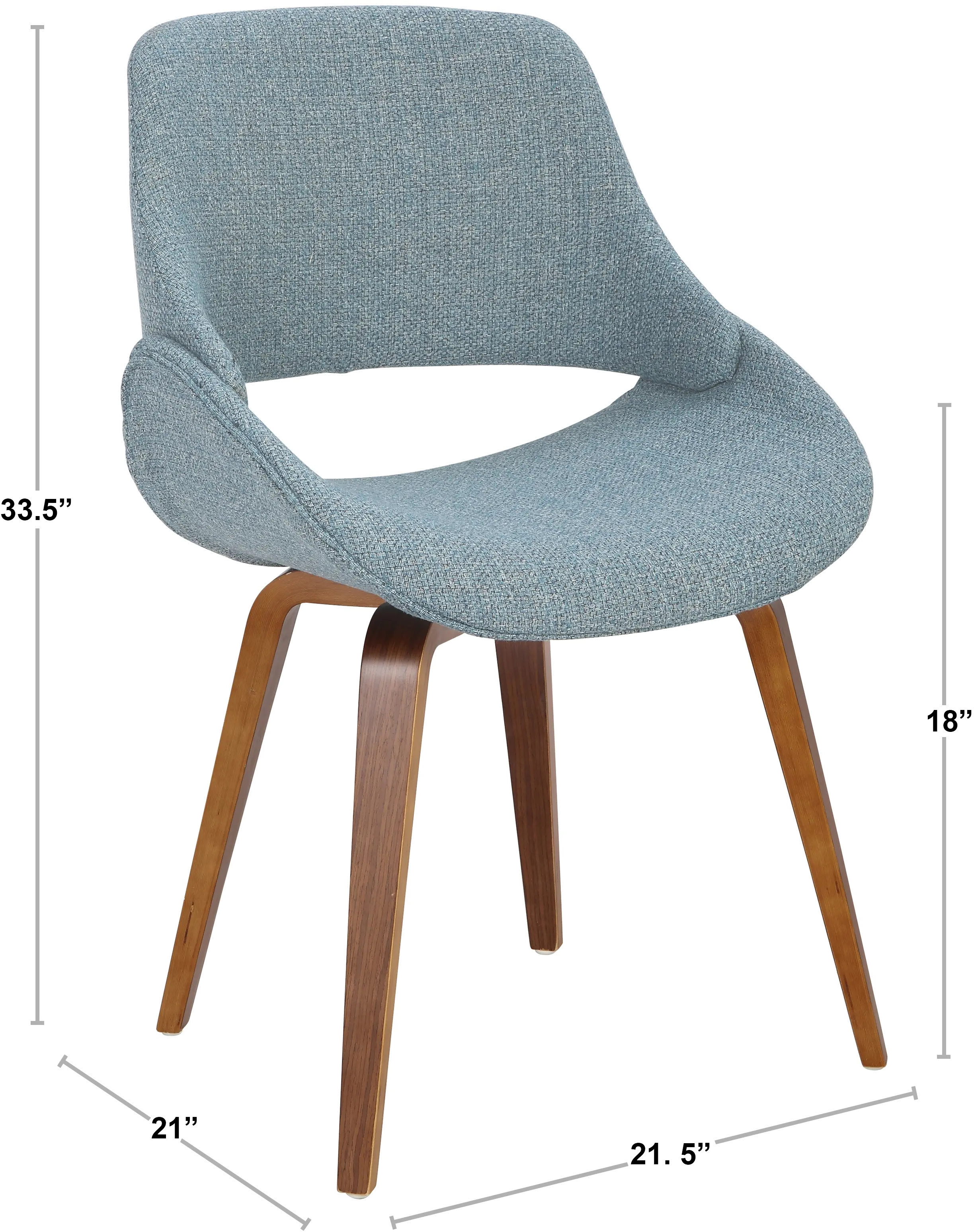 CH-FBCONL WLBU2 Fabrizzi Blue and Walnut Dining Room Chair (Set of 2)-4