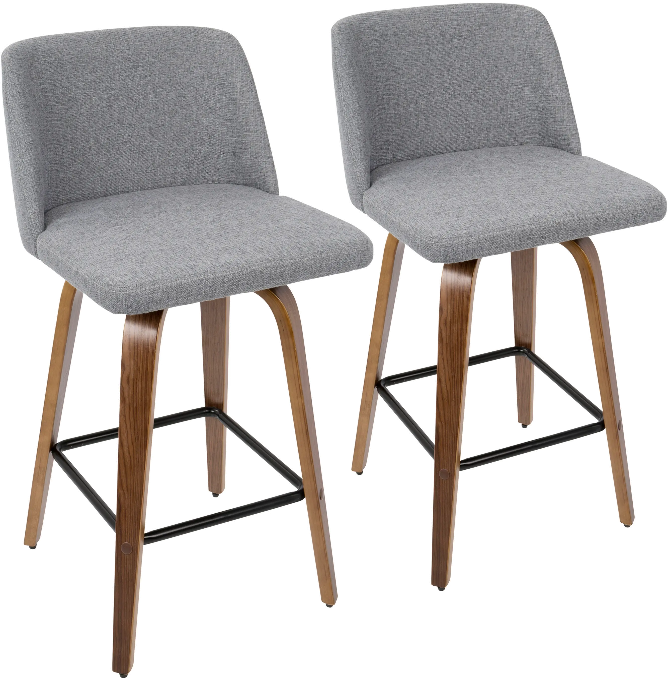 B26-TRNO2X WLGY2 Mid Century Gray and Walnut Counter Height Stool (Set of 2) - Tintori-1