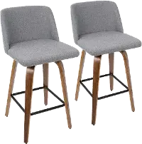B26-TRNO2X WLGY2 Mid Century Gray and Walnut Counter Height Stool (Set of 2) - Tintori