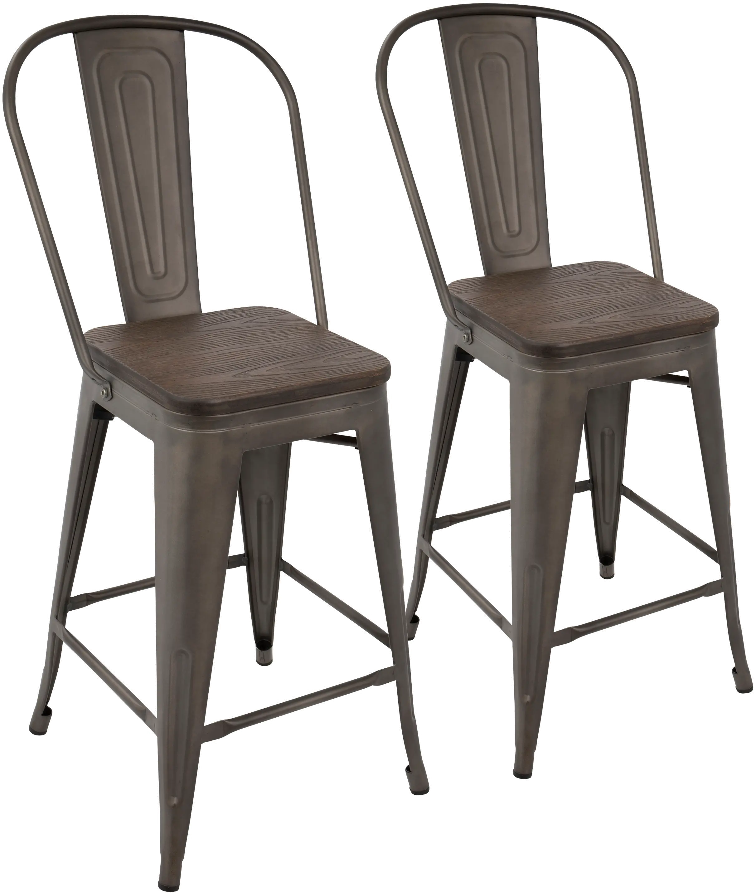 CS-ORHB AN+E2 Oregon Metal and Espresso Counter Height Stool, Set of 2-1