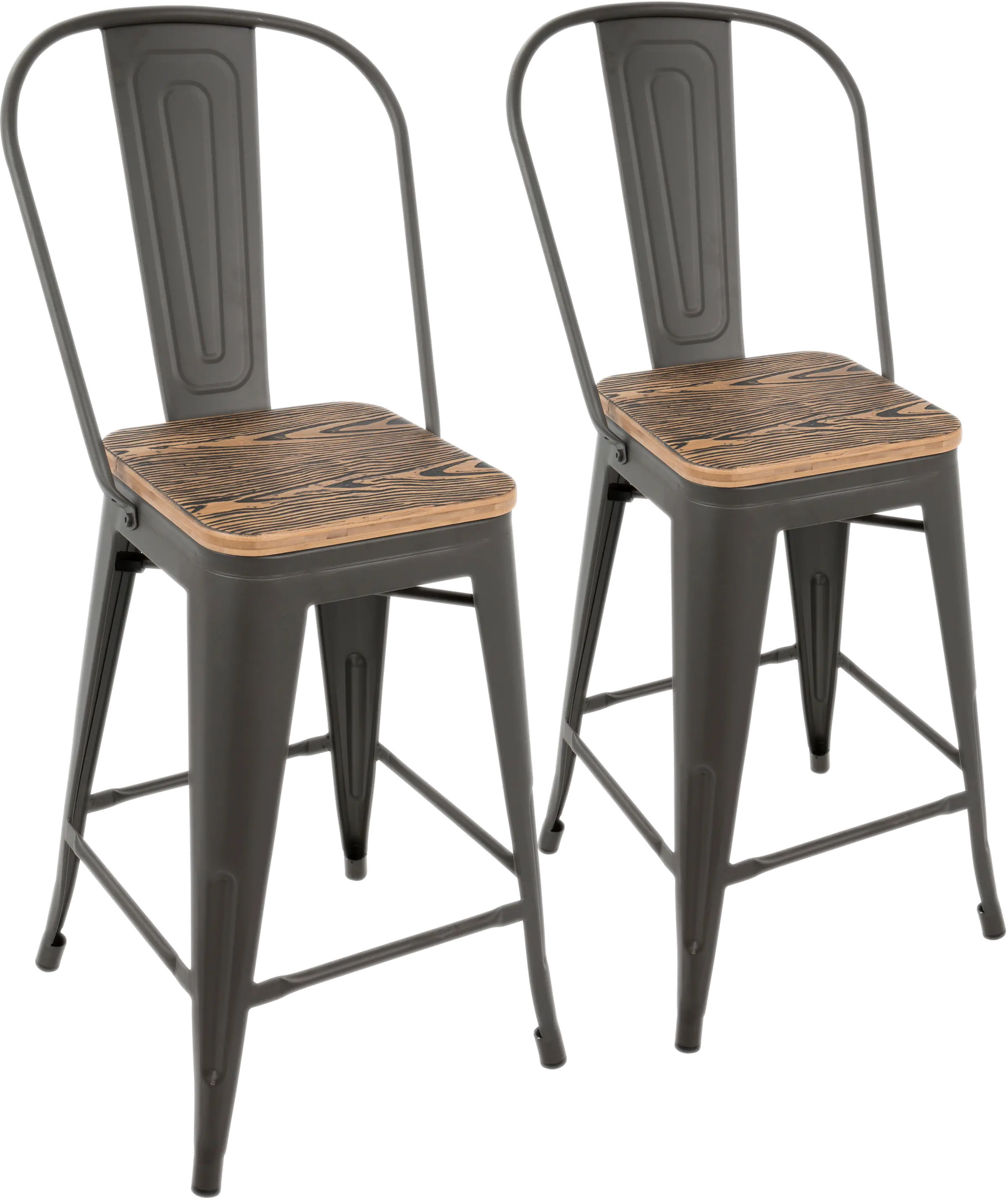 CS-ORHB GY+BN2 Oregon Gray and Brown Counter Height Stool, Set of 2-1