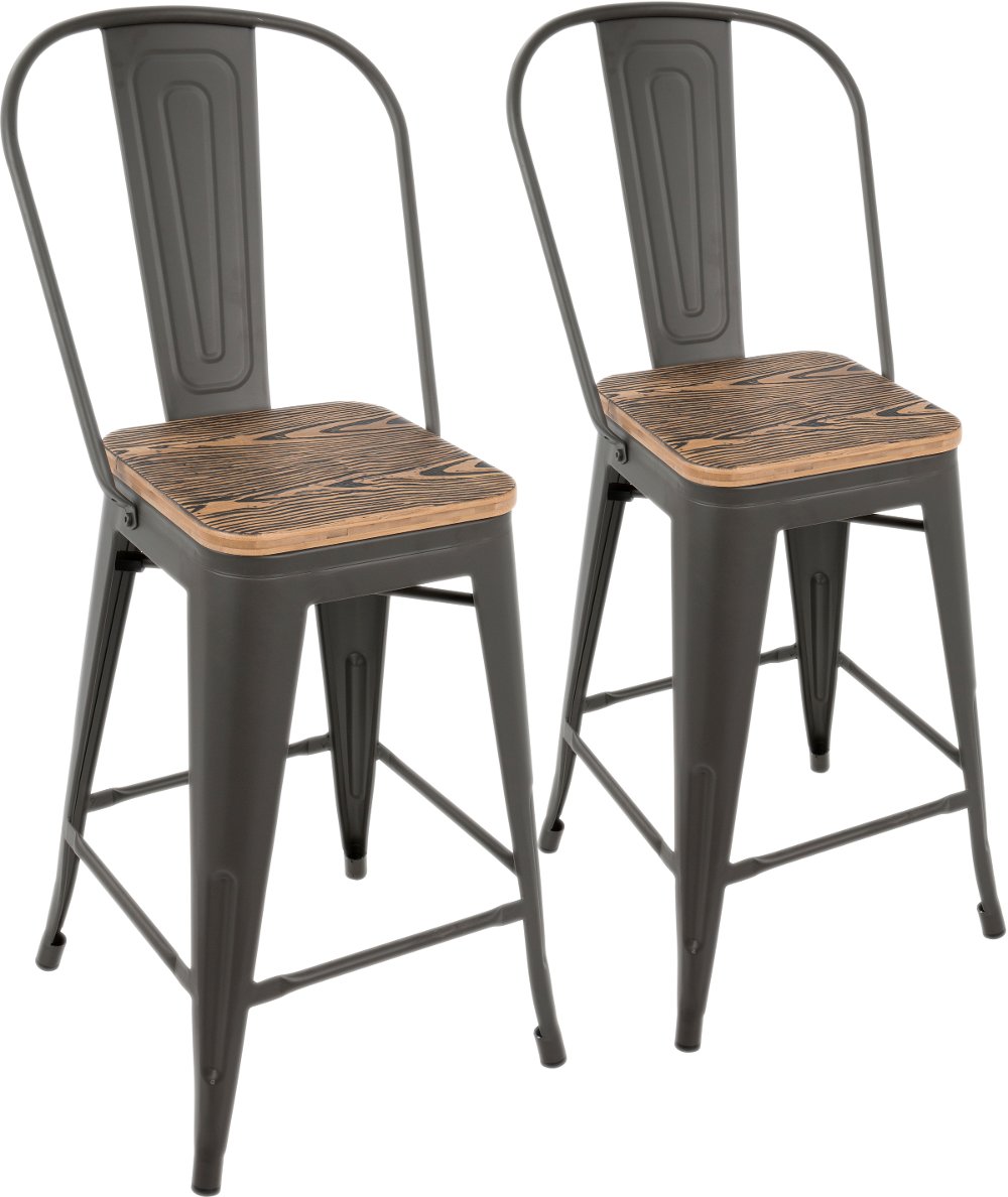 Oregon Gray and Brown Counter Height Stool Set of 2