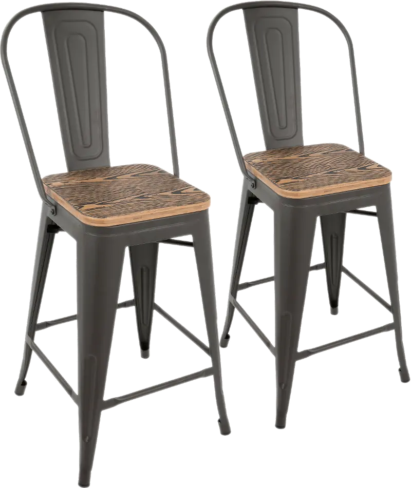 Oregon Gray and Brown Counter Height Stool, Set of 2
