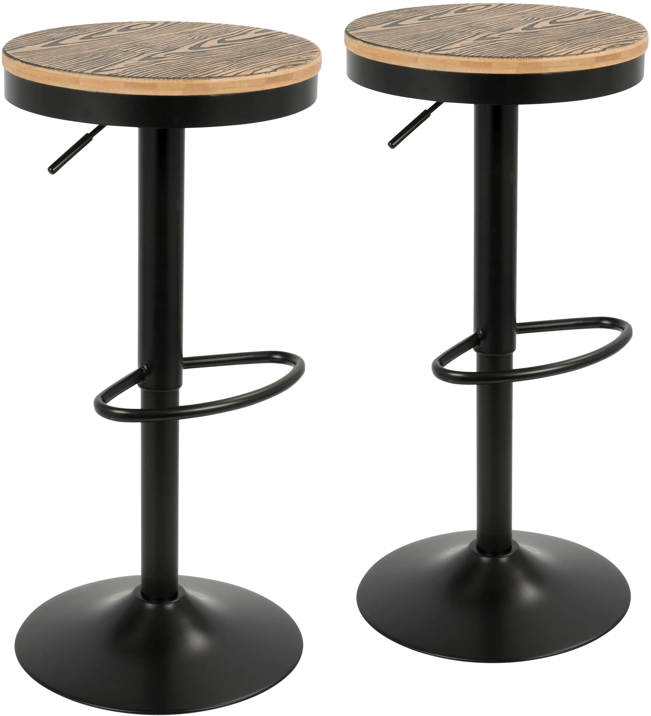 BS-TW-DAK BK2 Dakota Black Adjustable Bar Stool, Set of 2-1