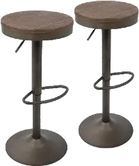 BS-DAK AN+BN2 Dakota Espresso Round Adjustable Bar Stool, Set of 2