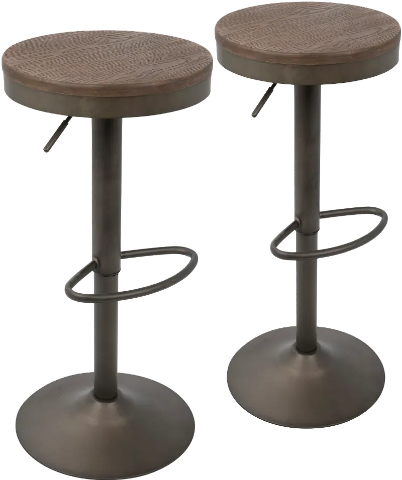 Dakota Espresso Round Adjustable Bar Stool, Set of 2