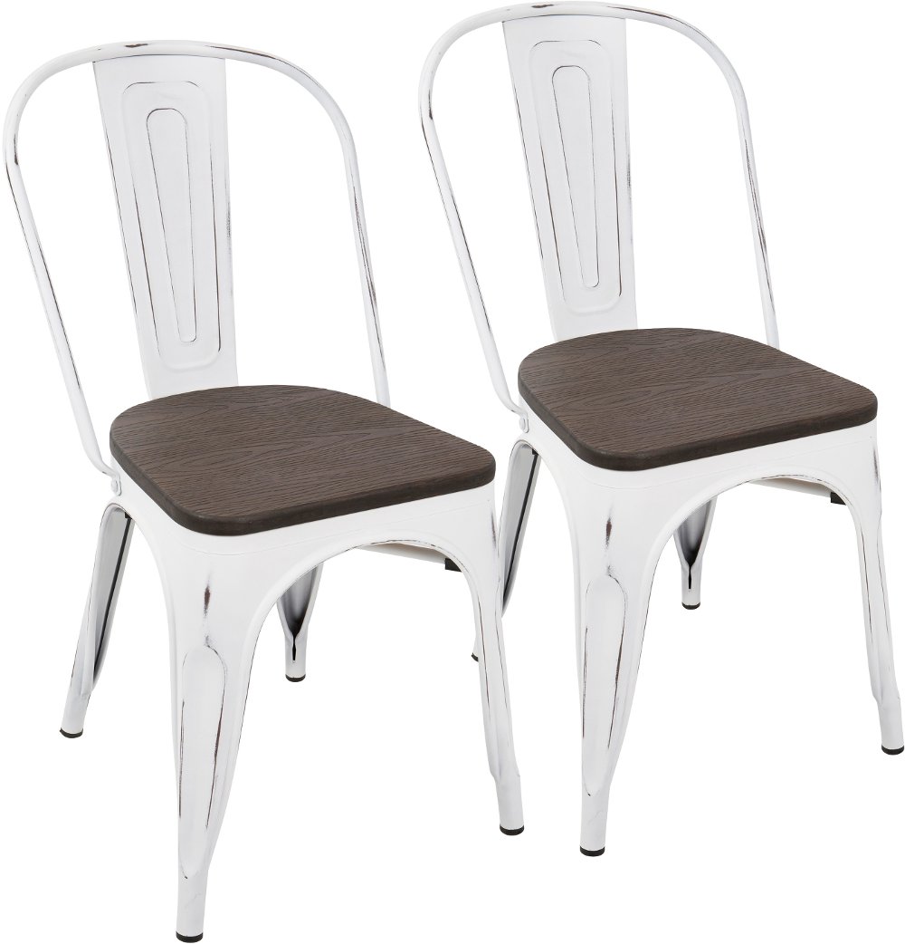 Oregon White and Brown Dining Room Chair Set of 2