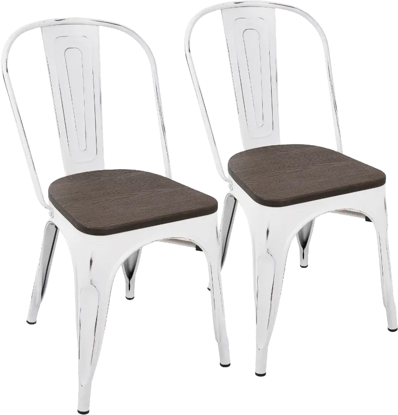 Oregon White and Brown Dining Room Chair, Set of 2