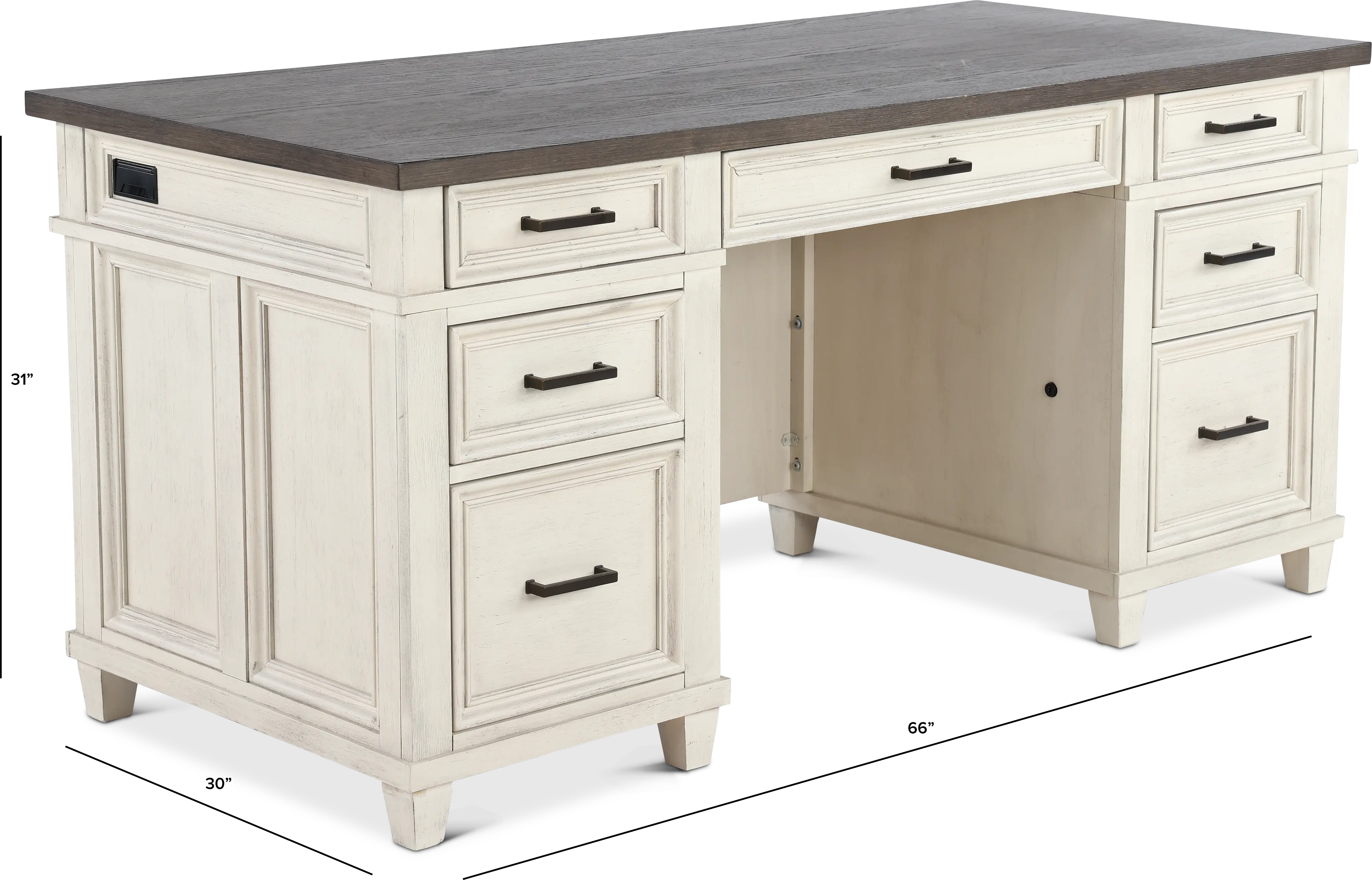 Caraway Antique White Executive Desk-3