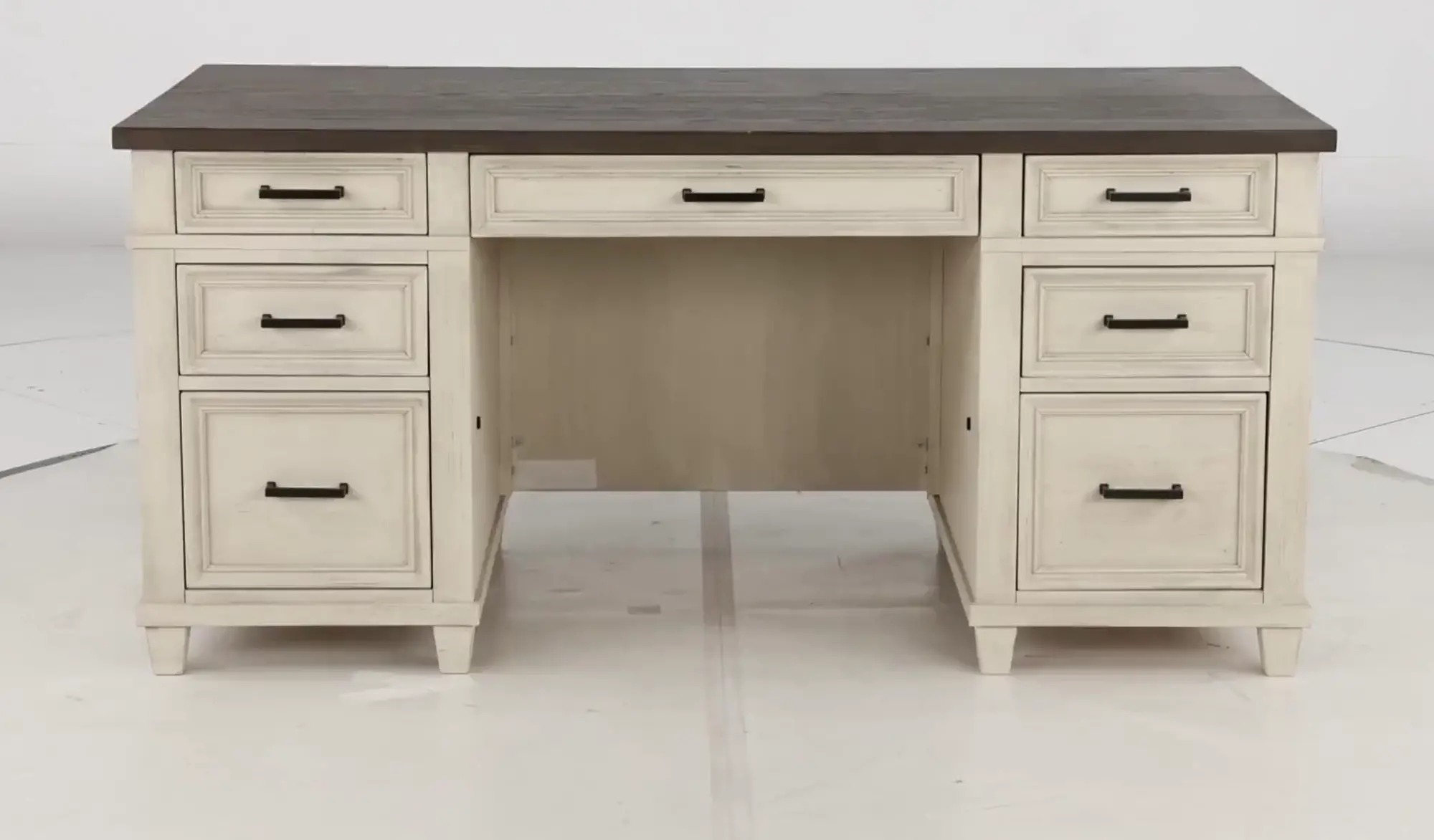 Caraway Antique White Executive Desk | RC Willey, image size:2000x1172