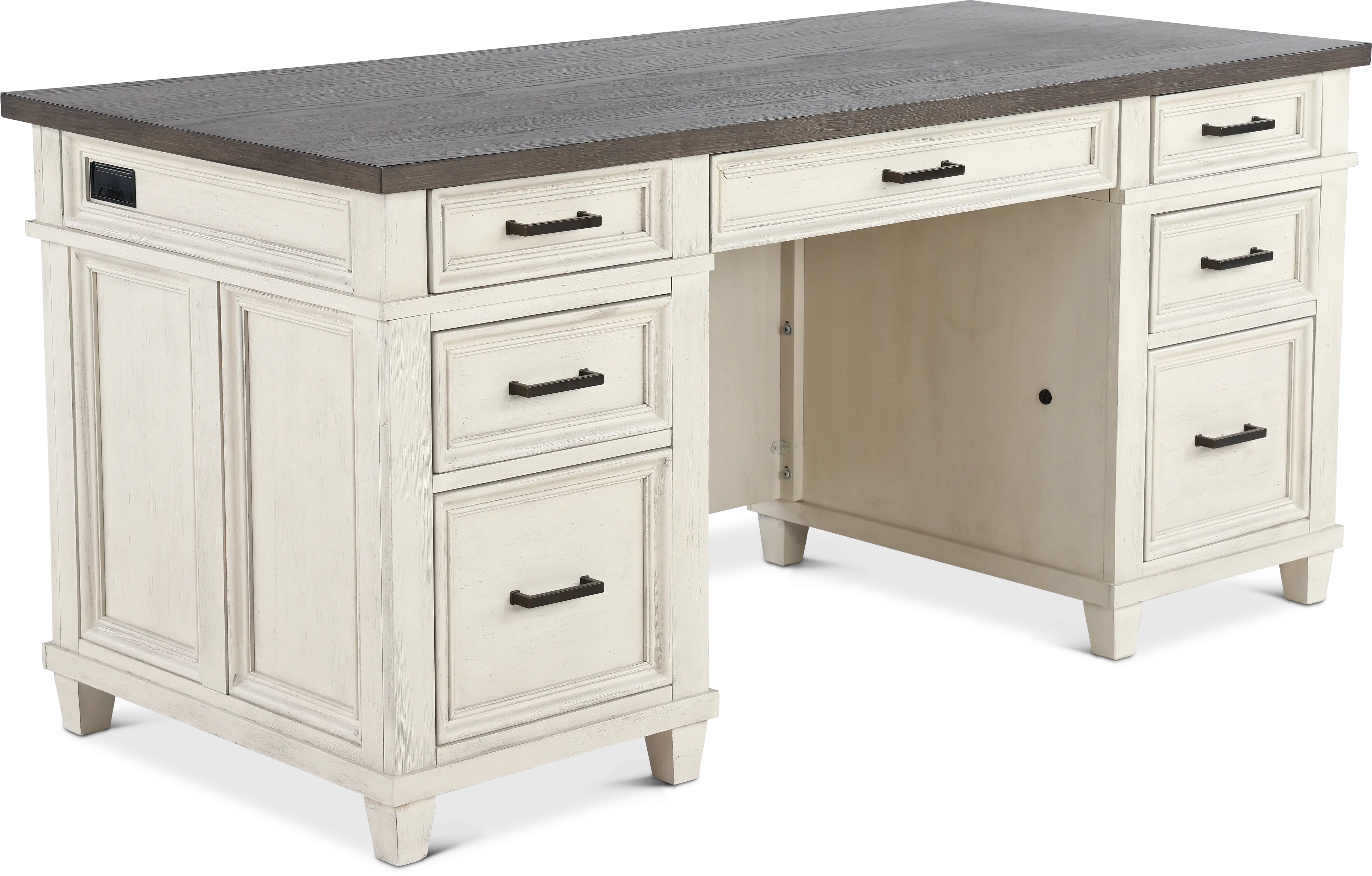 Caraway Antique White Executive Desk-4