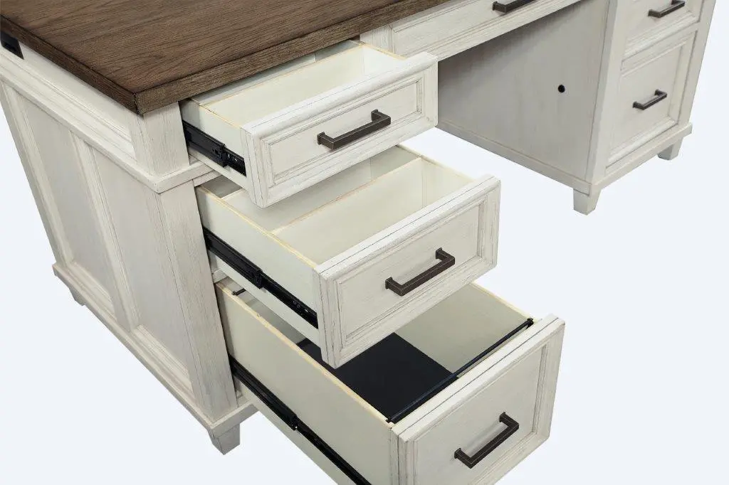 Caraway Antique White Executive Desk-5