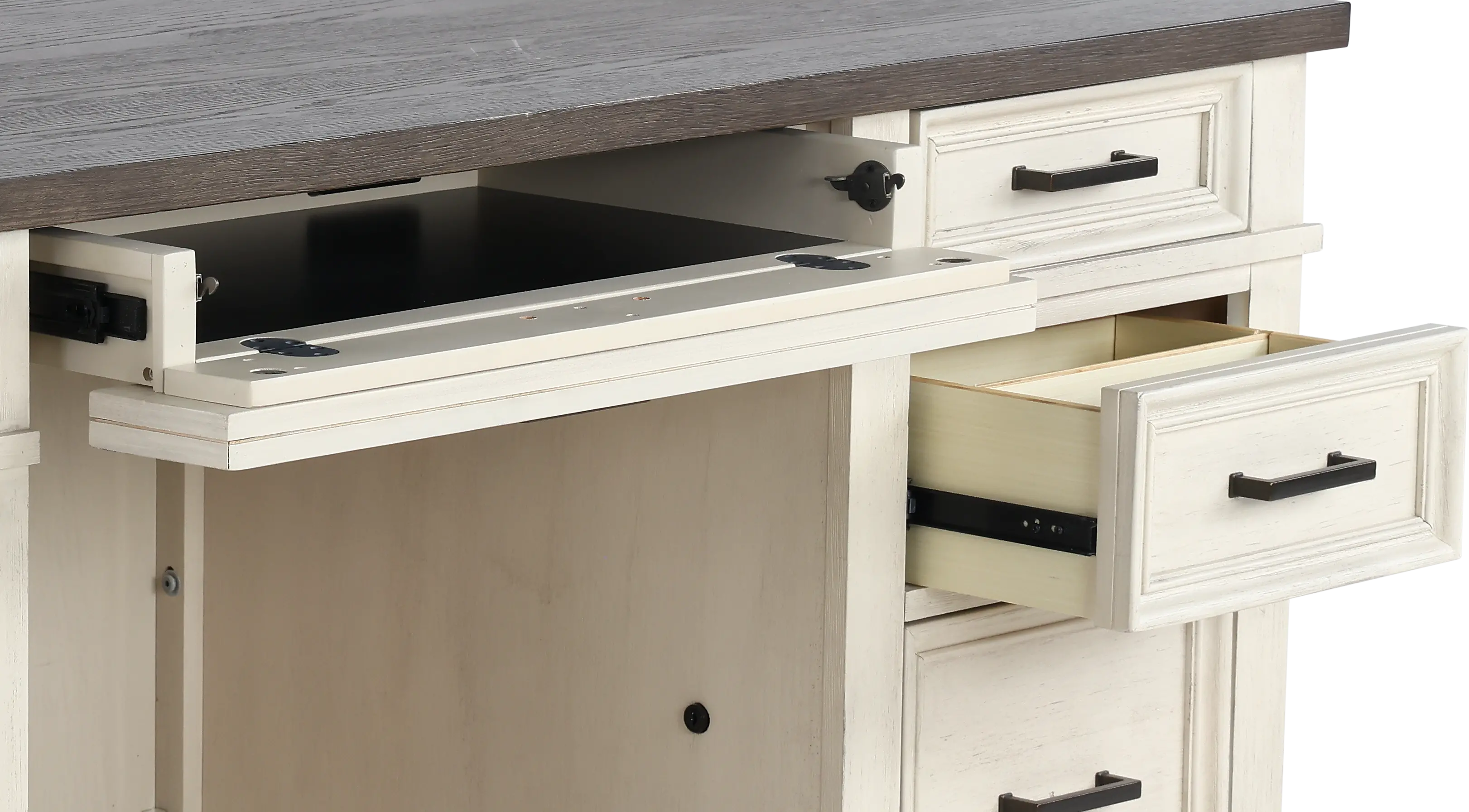 Caraway Antique White Executive Desk-6