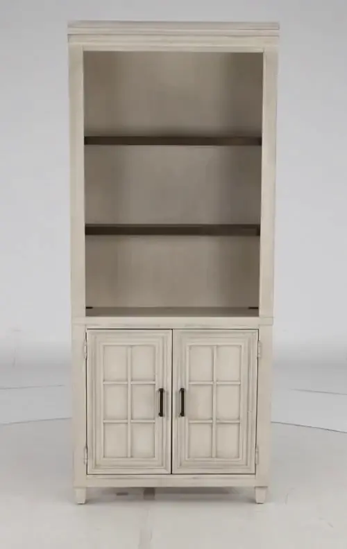 Caraway Antique White Bookcase with Doors-9