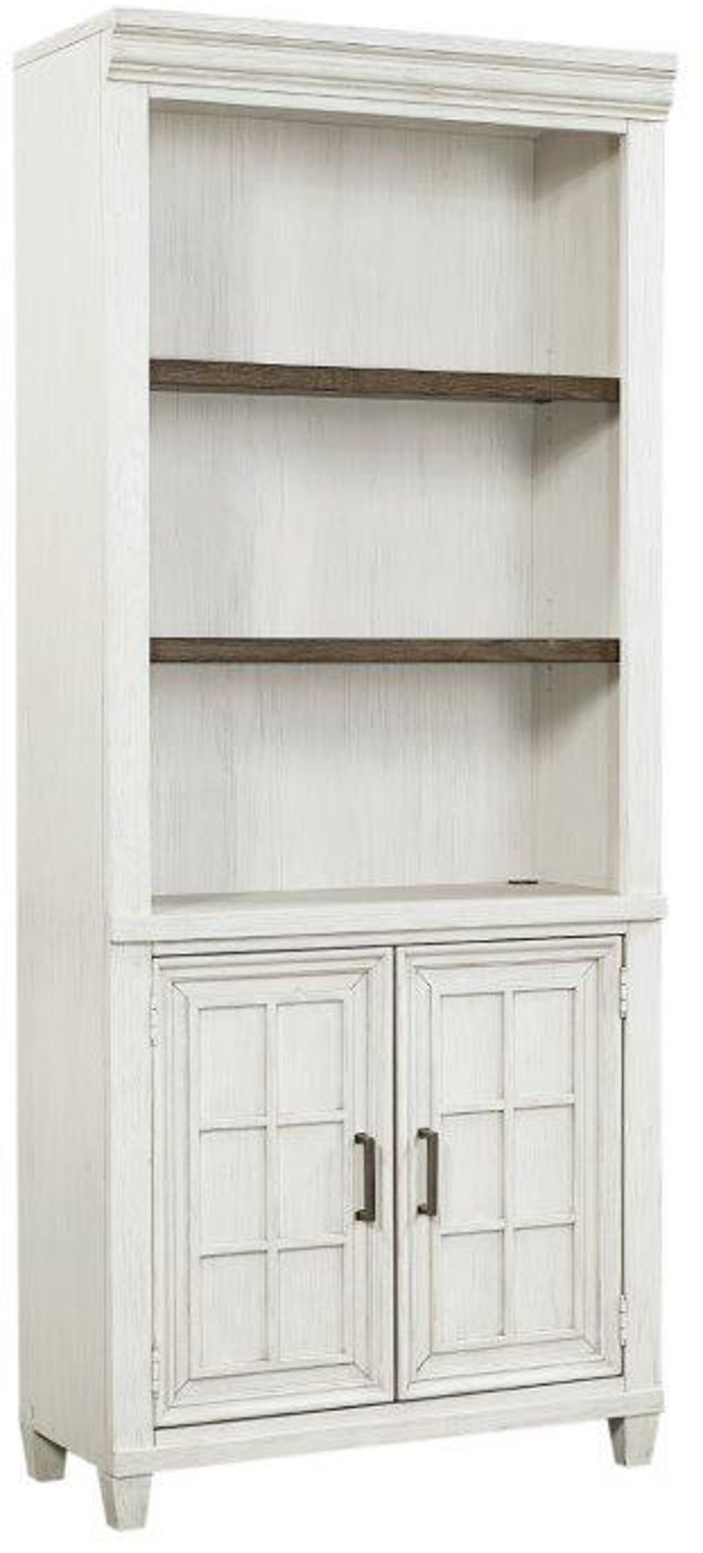 Caraway Antique White Bookcase with Doors